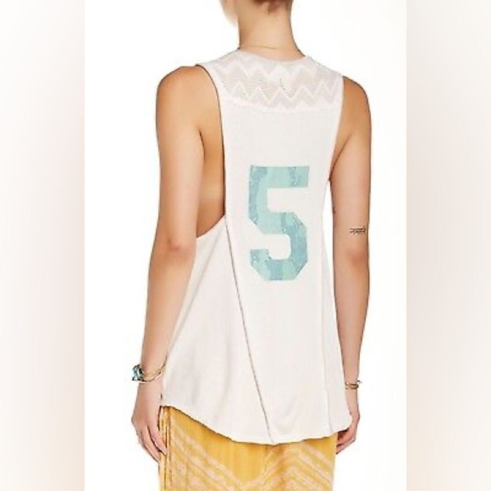 We The Free People Bleachers Tank Top #5 Ivory White Lace S